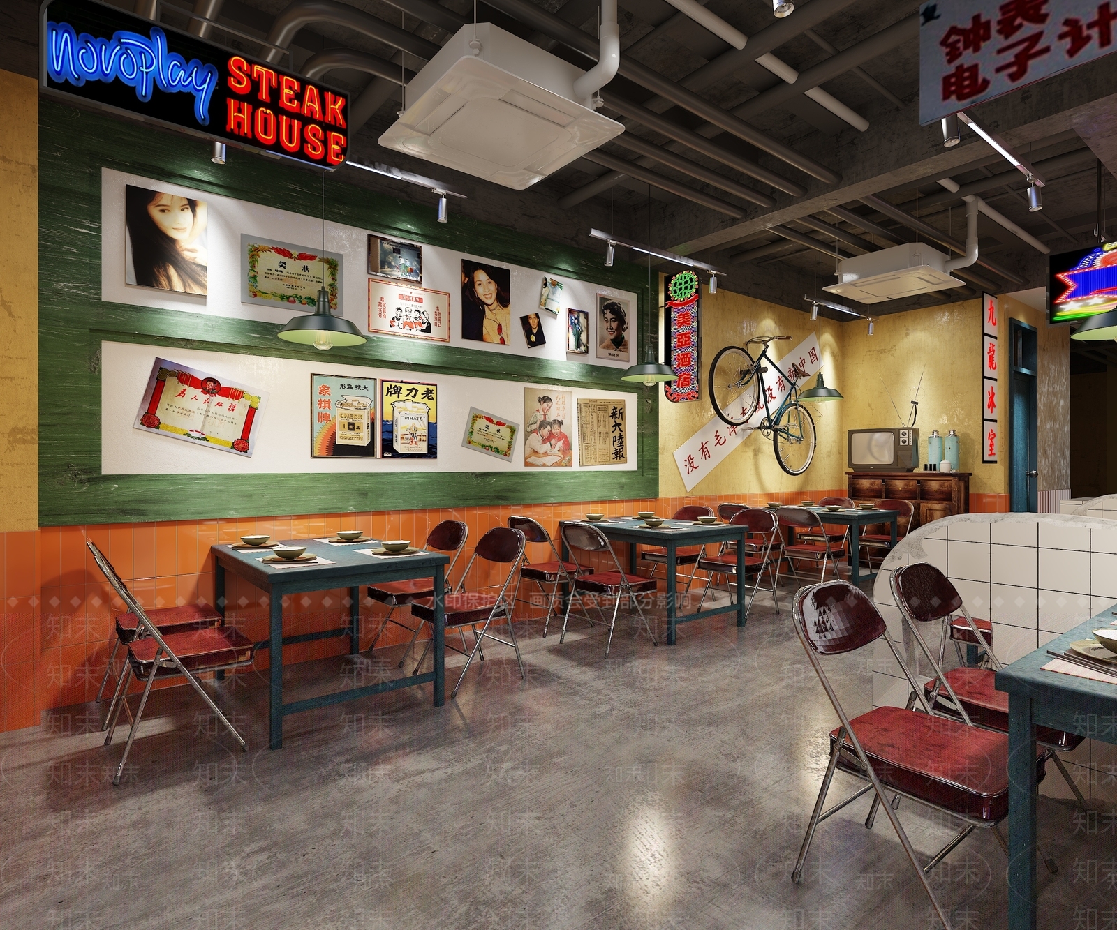 工业风复古火锅店3D模型下载【ID:1135888534】