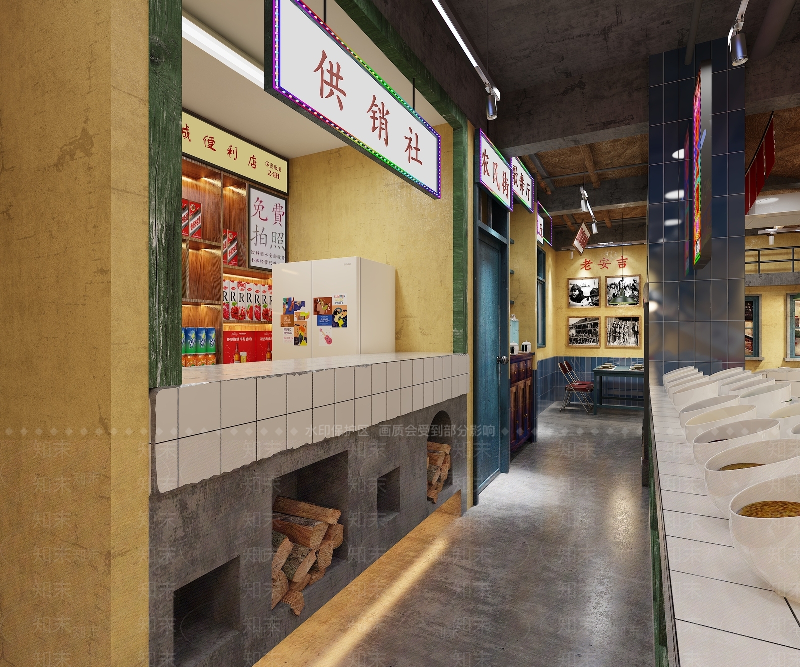 工业风复古火锅店3D模型下载【ID:1135888534】
