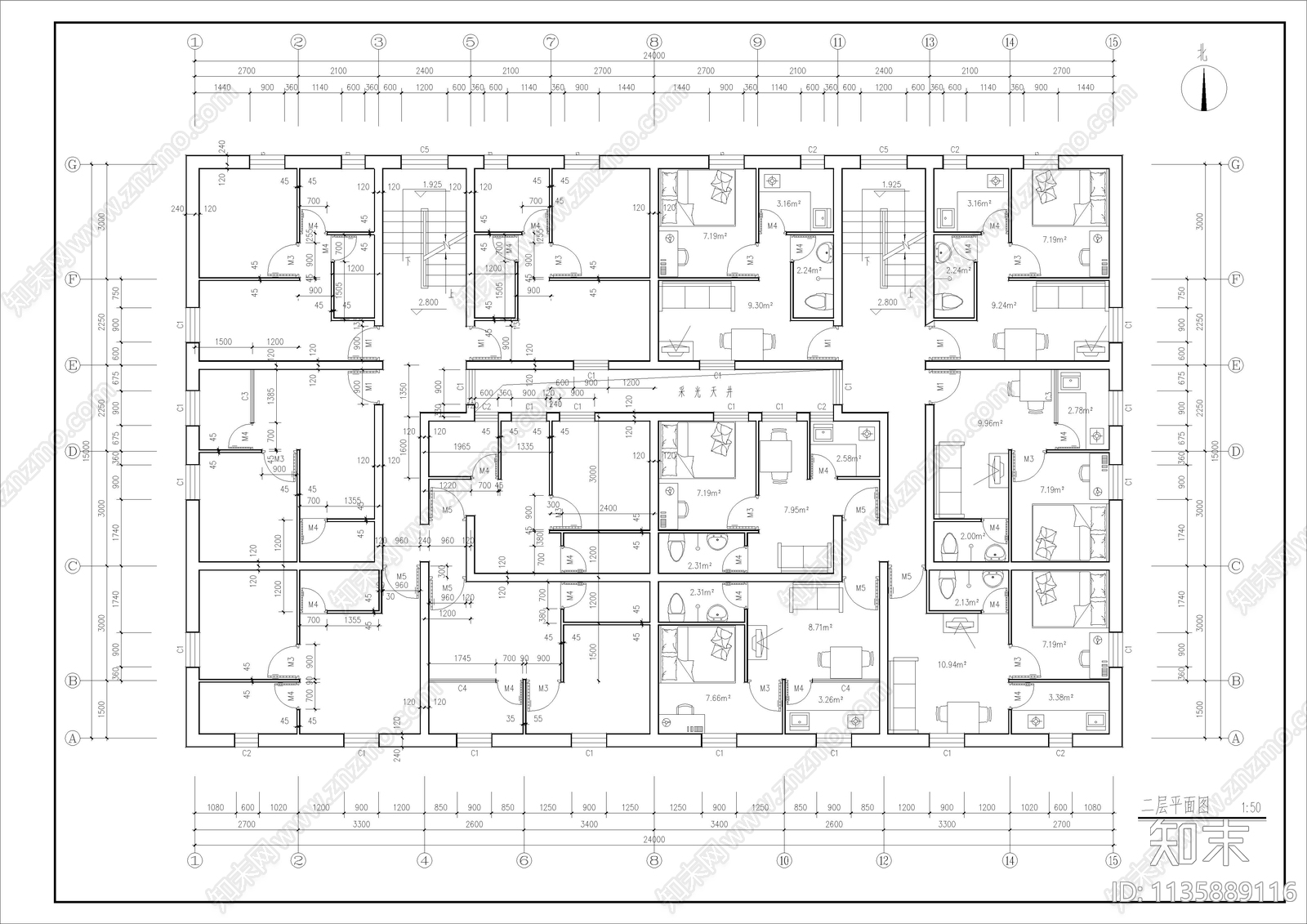 8套出租屋自建房建筑cad施工图下载【ID:1135889116】