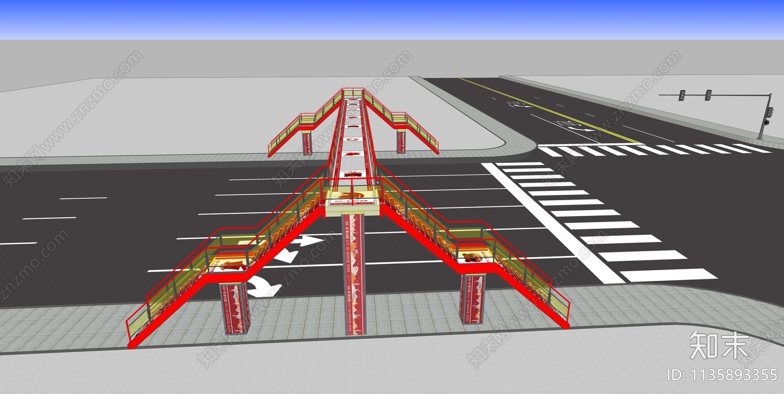 现代人行天桥SU模型下载【ID:1135893355】
