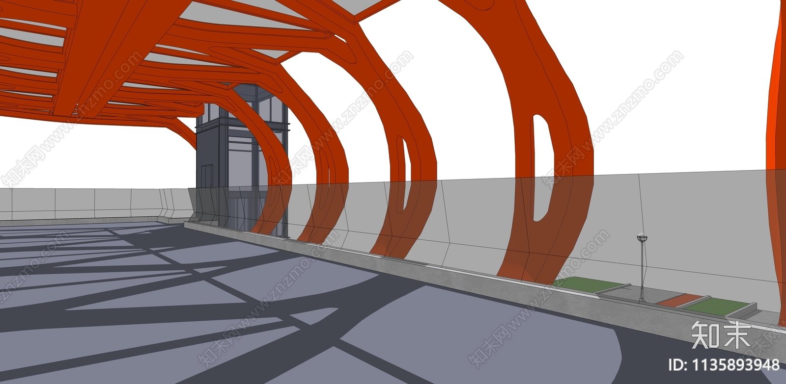 现代人行天桥SU模型下载【ID:1135893948】