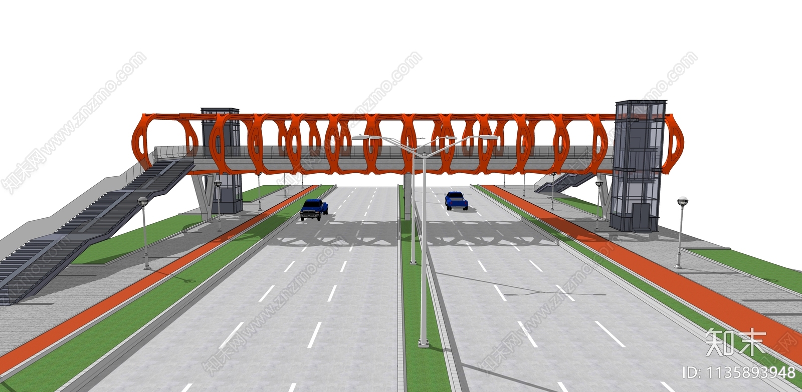 现代人行天桥SU模型下载【ID:1135893948】