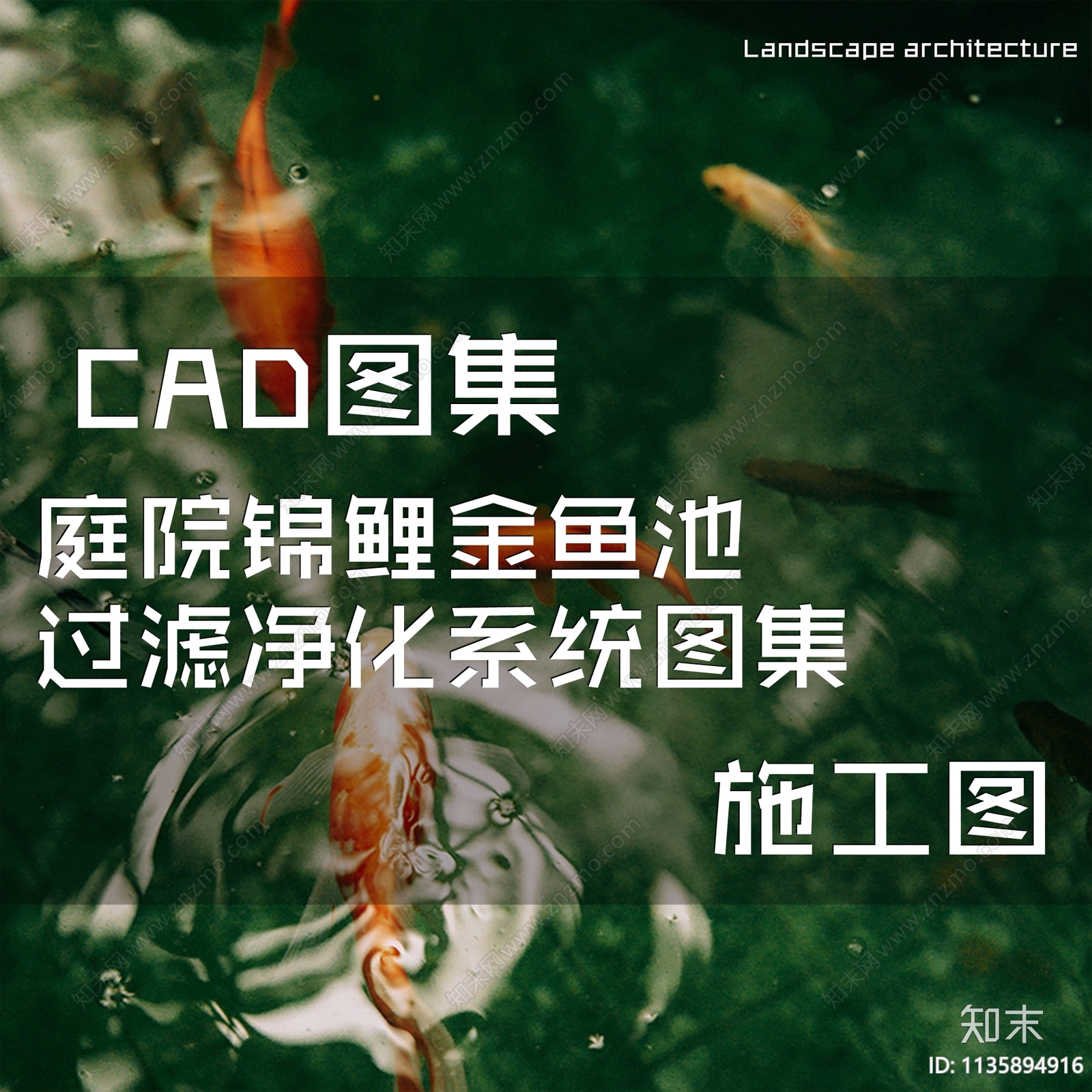 庭院锦鲤金鱼池过滤净化系统施工图下载【ID:1135894916】