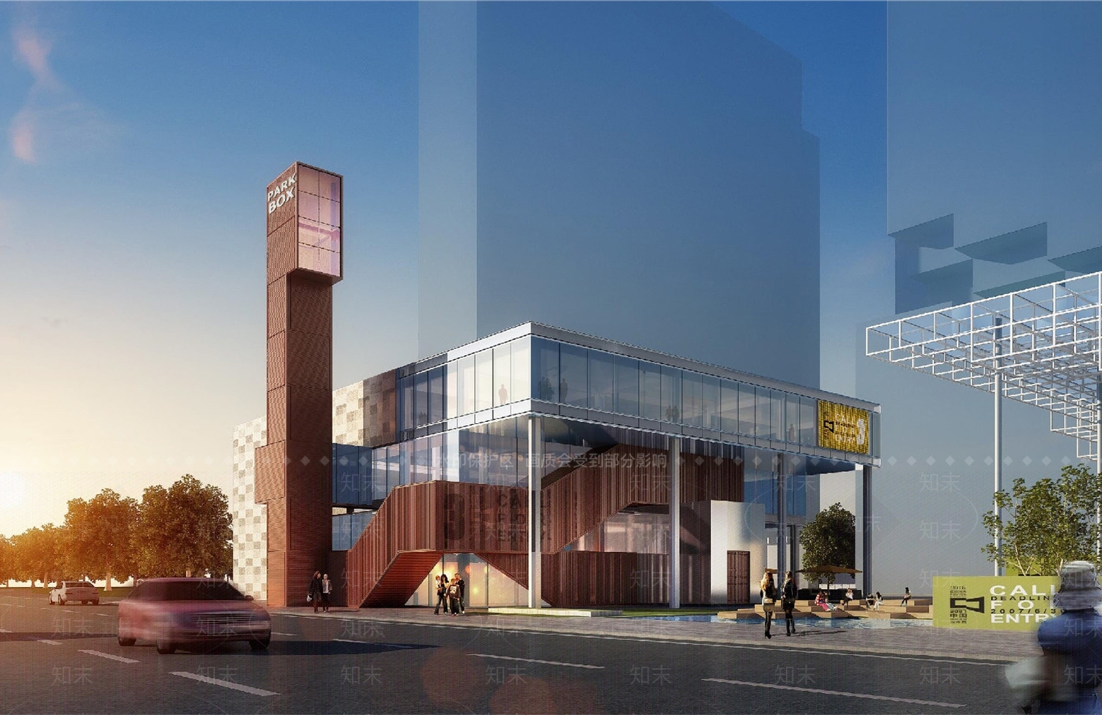 现代城市展览馆建筑SU模型下载【ID:1135896039】