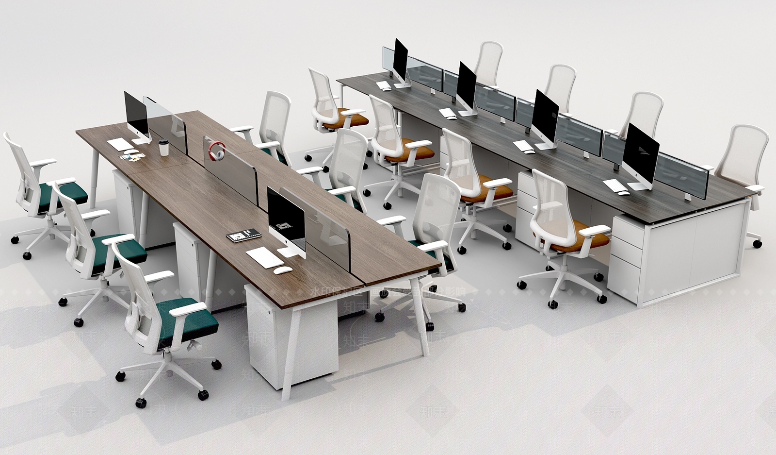现代办公桌椅组合3D模型下载【ID:1135896733】