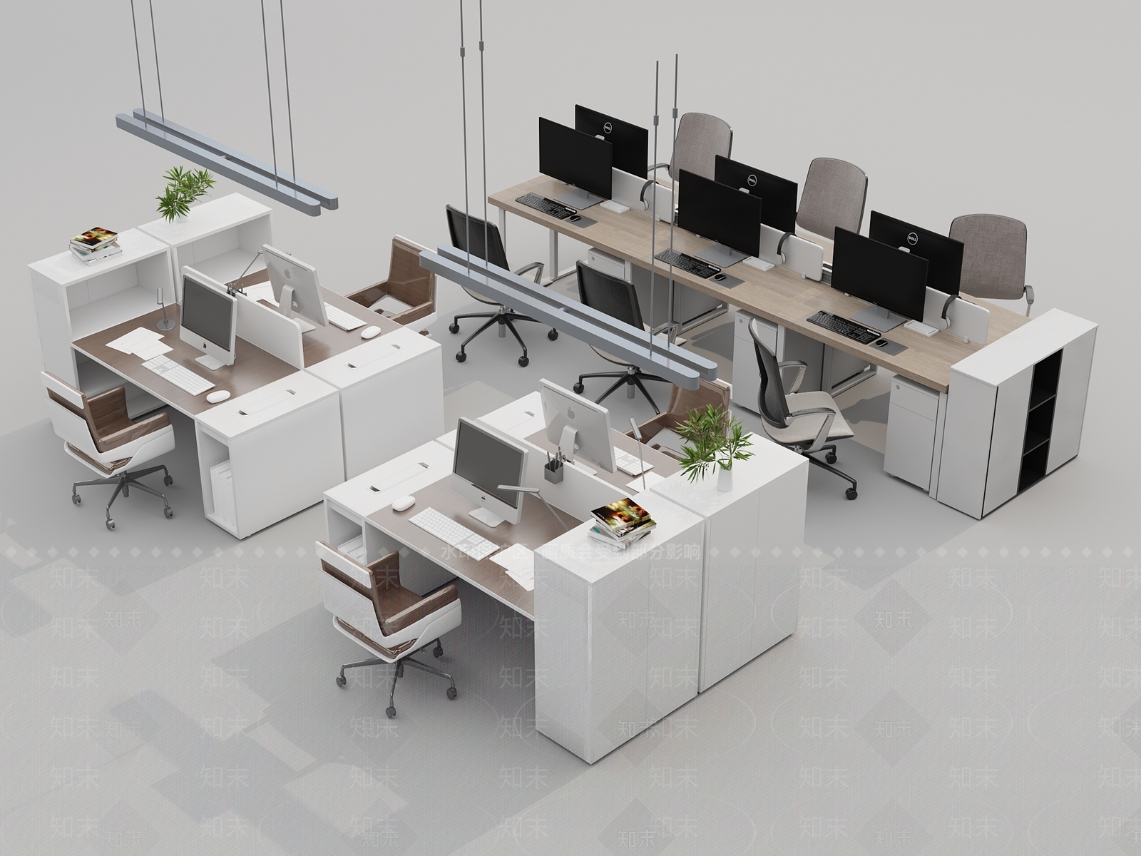 现代办公桌椅组合3D模型下载【ID:1135896736】