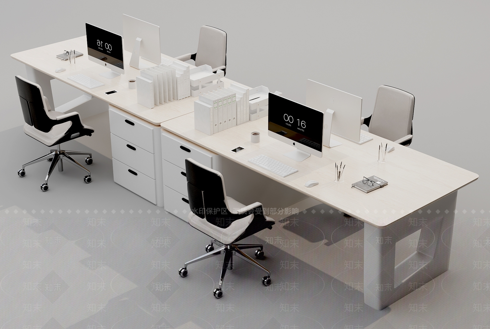 现代办公桌椅组合3D模型下载【ID:1135896863】