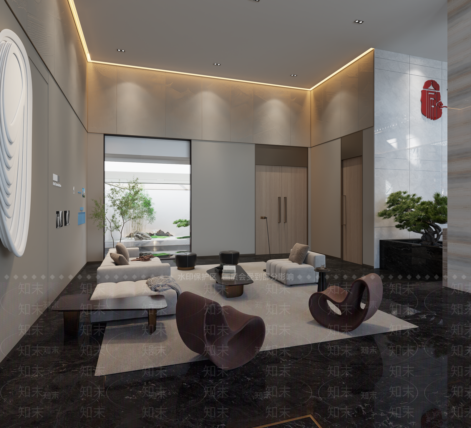 新中式售楼处接待区3D模型下载【ID:1135899511】