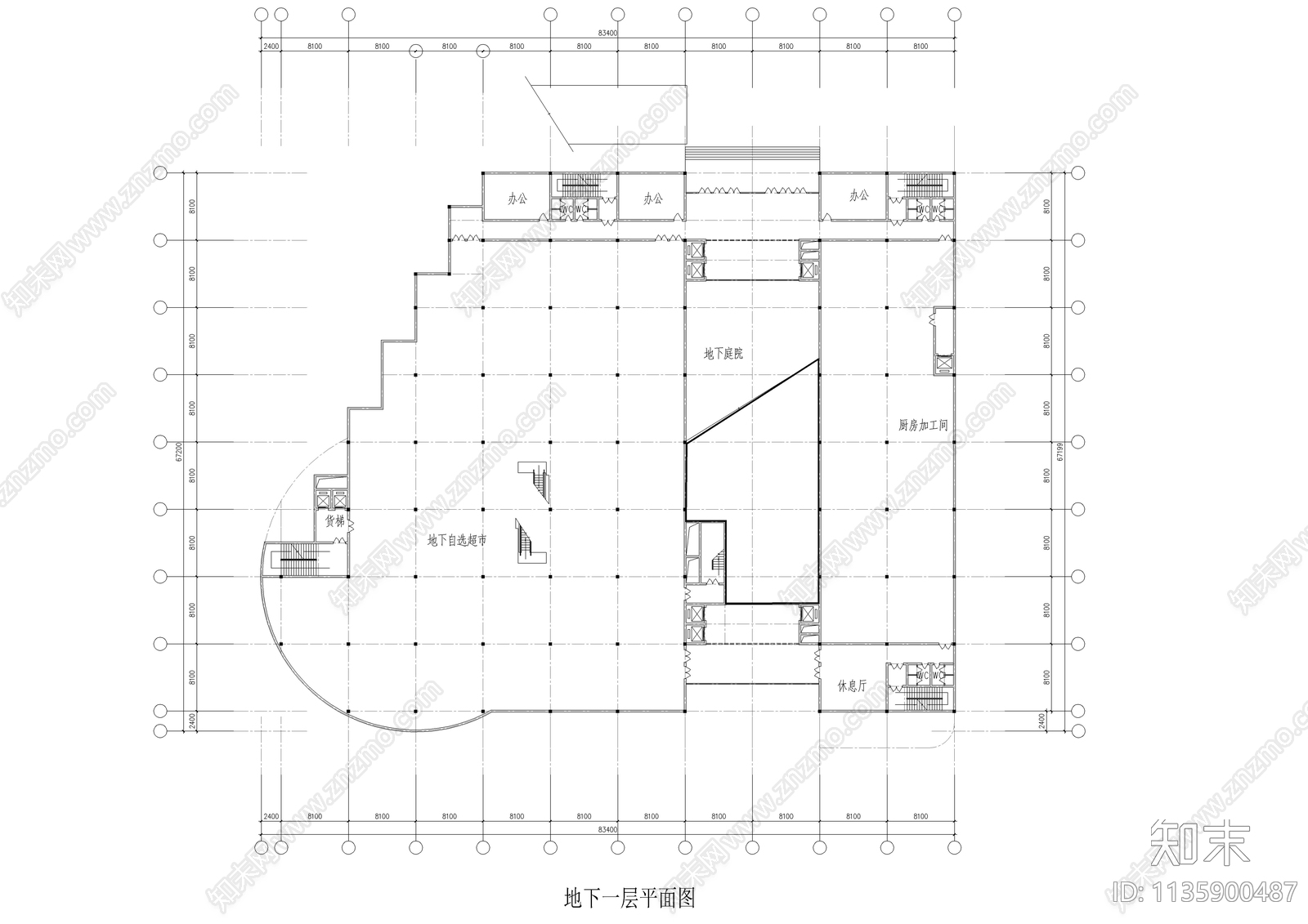 某购物中心建筑cad施工图下载【ID:1135900487】