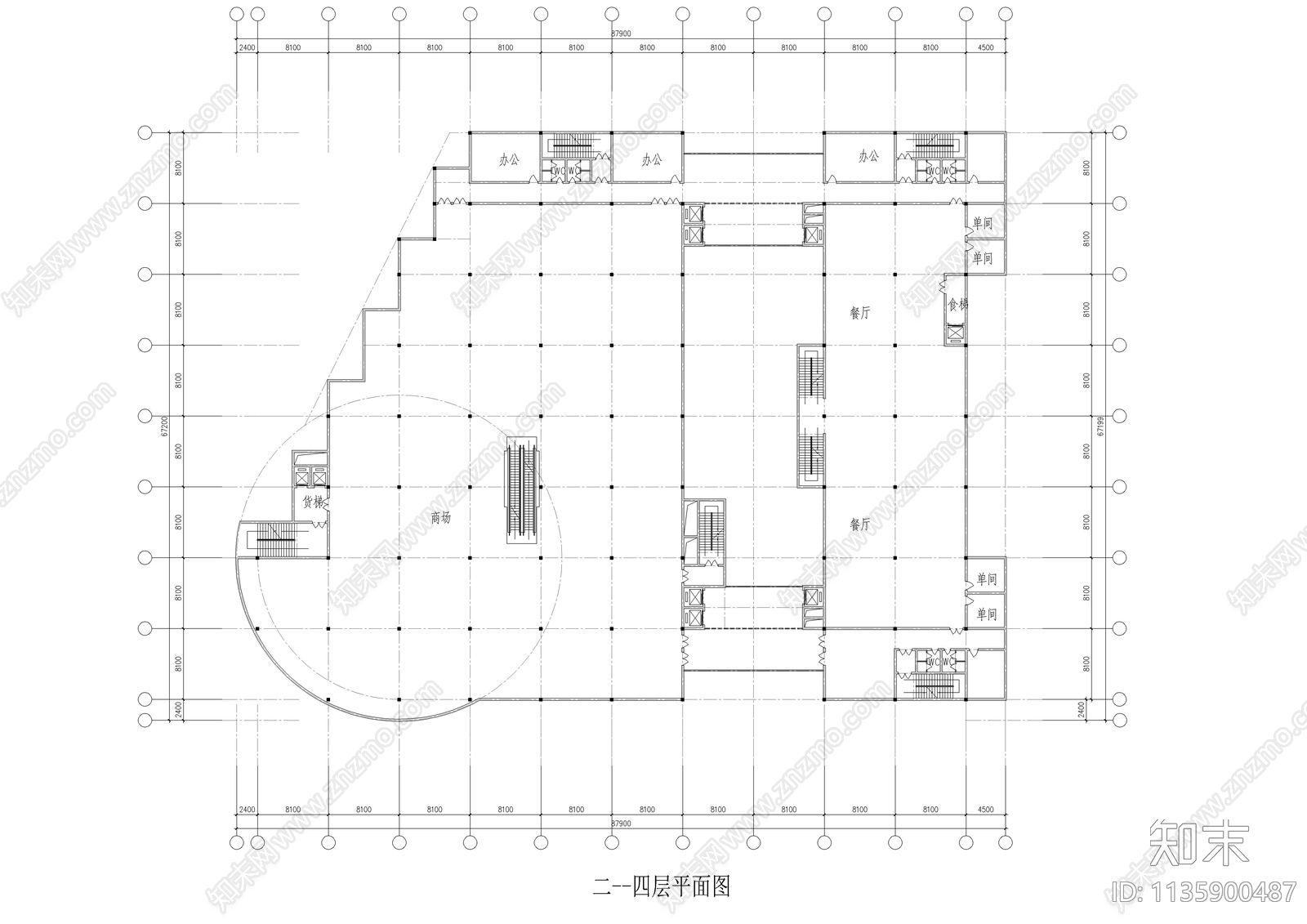 某购物中心建筑cad施工图下载【ID:1135900487】