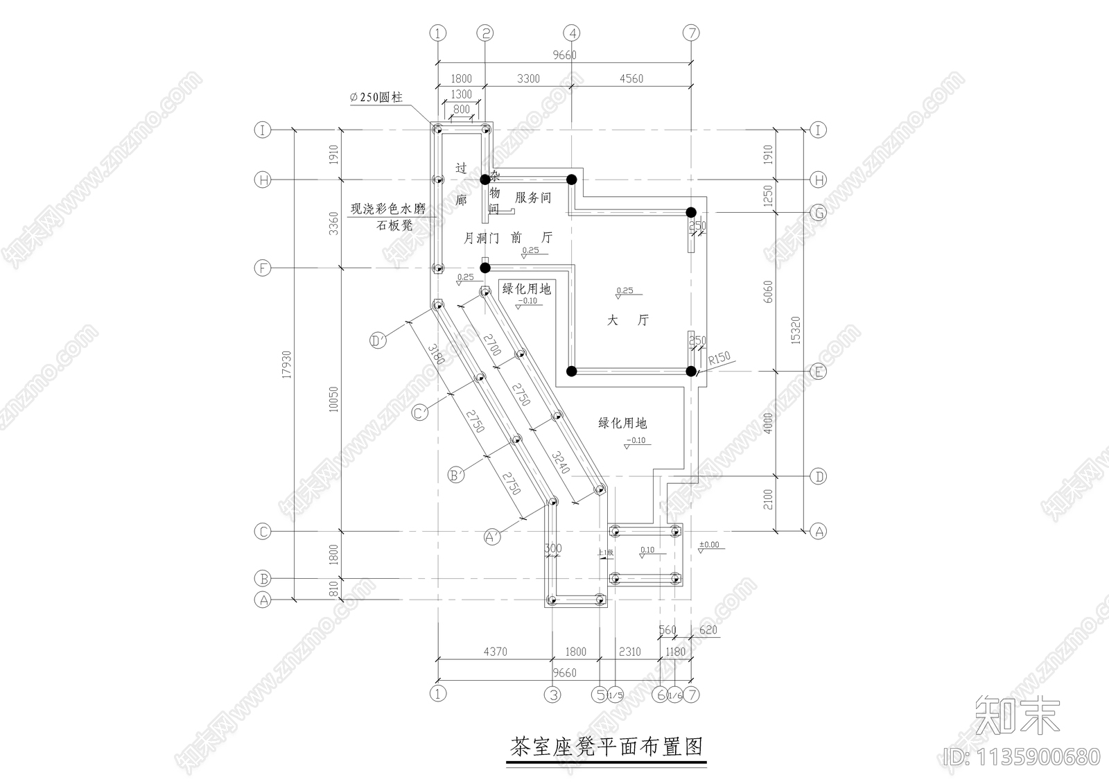 某公园茶室古建筑cad施工图下载【ID:1135900680】