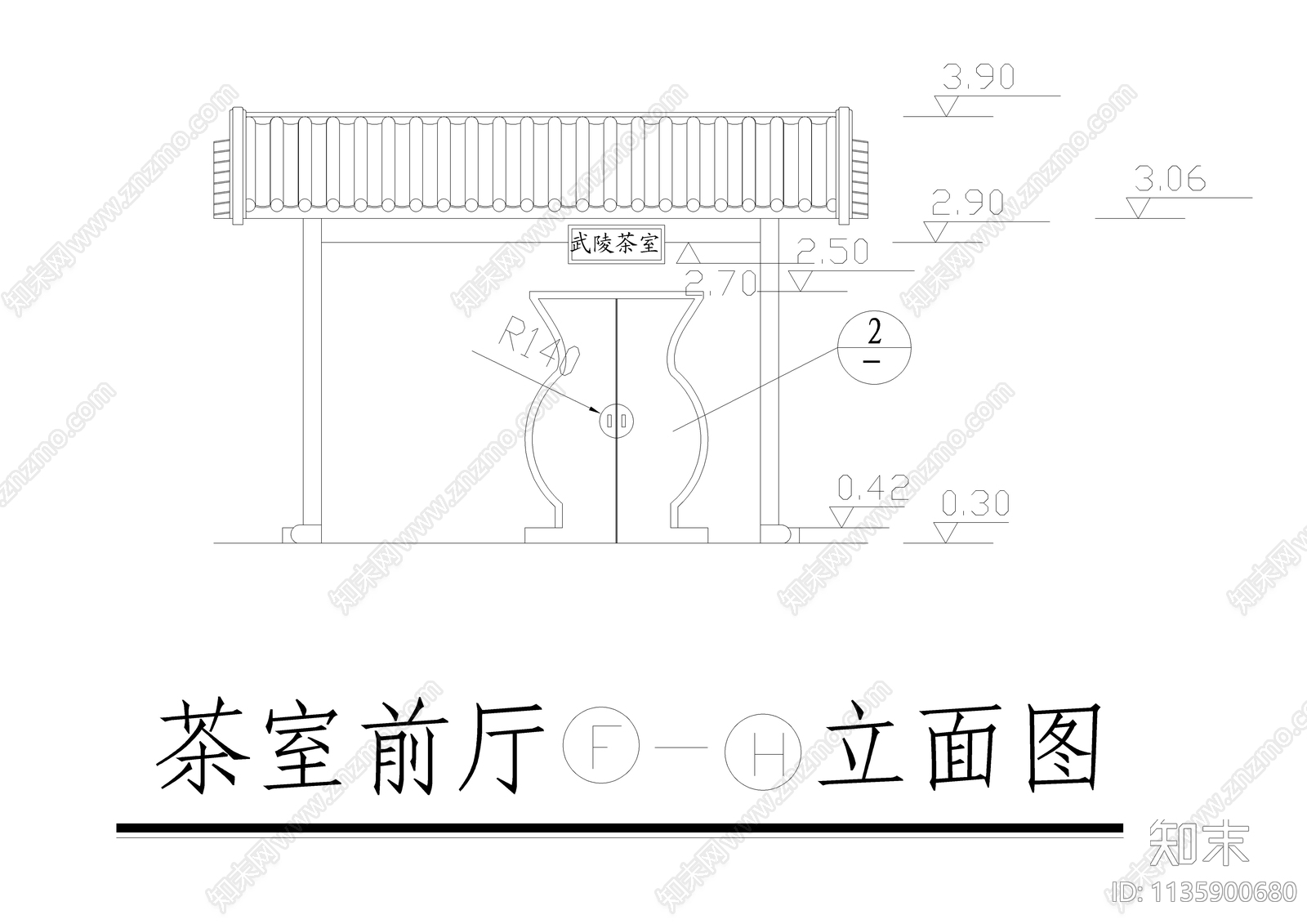 某公园茶室古建筑cad施工图下载【ID:1135900680】