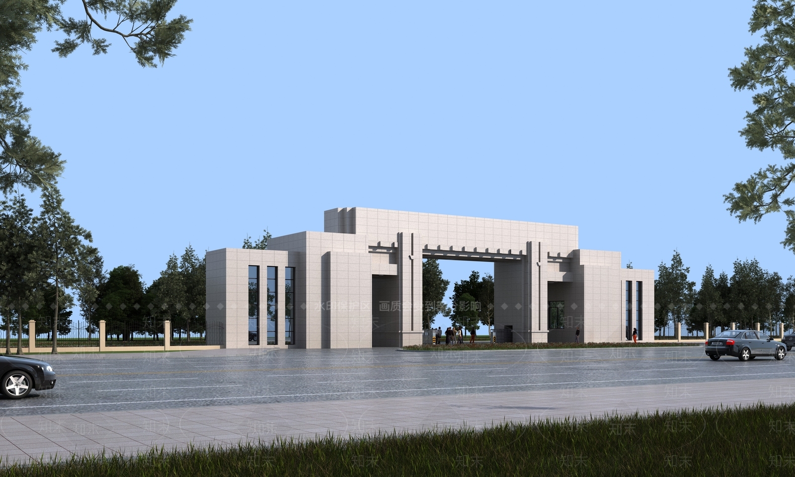 现代学校大门3D模型下载【ID:1135900635】