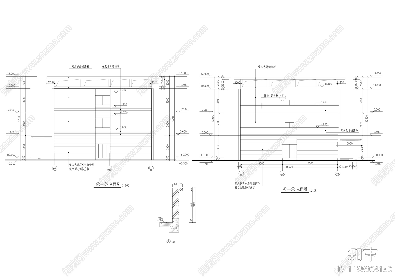 某工厂三层车间建筑cad施工图下载【ID:1135904150】