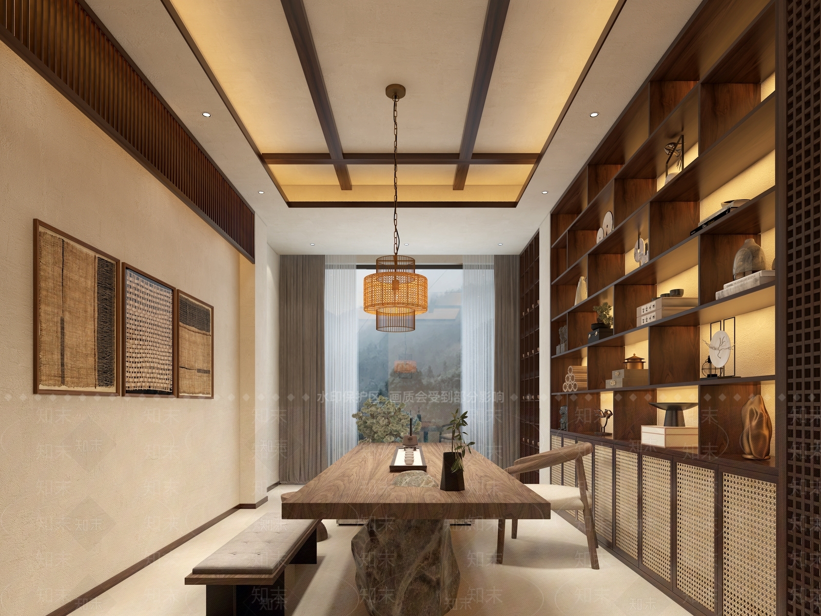 侘寂原木茶馆3D模型下载【ID:1135906948】