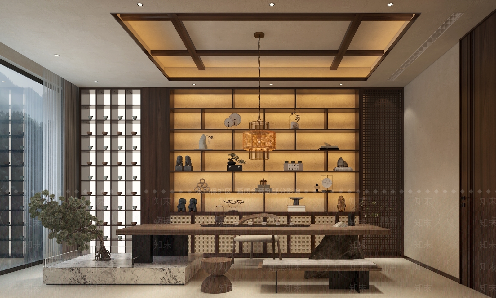 侘寂原木茶馆3D模型下载【ID:1135906948】