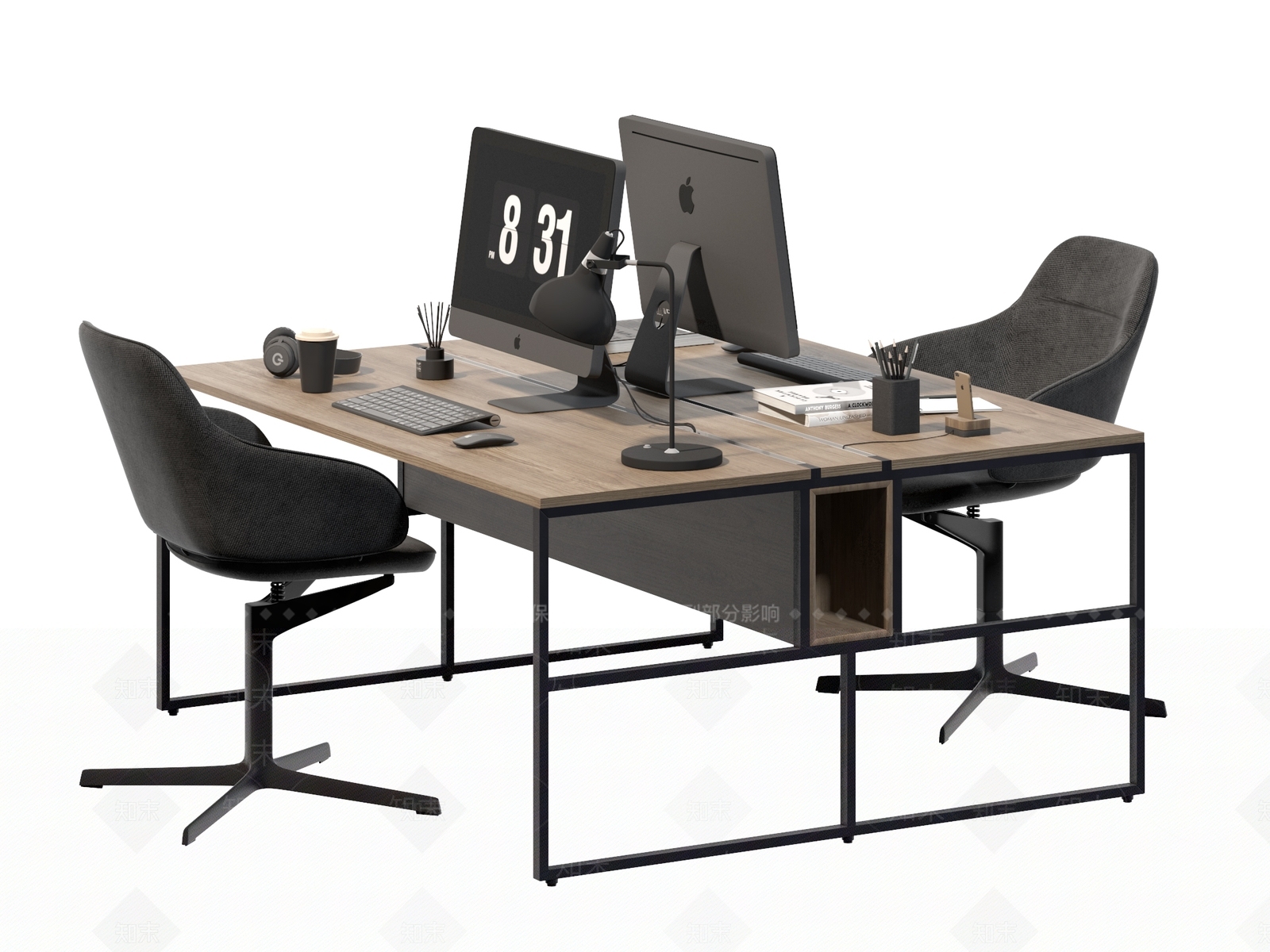 现代办公桌椅组合3D模型下载【ID:1135911860】