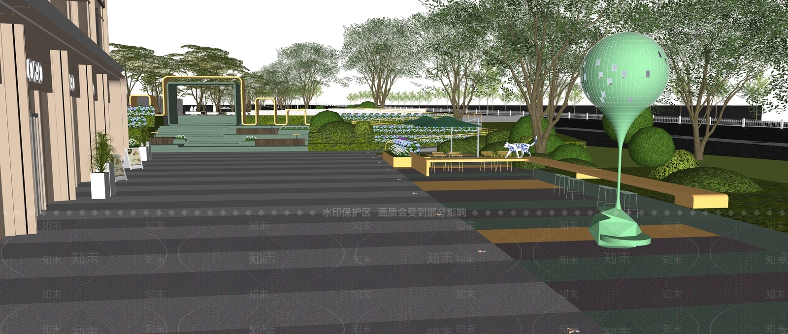 现代台阶景观SU模型下载【ID:1135917149】