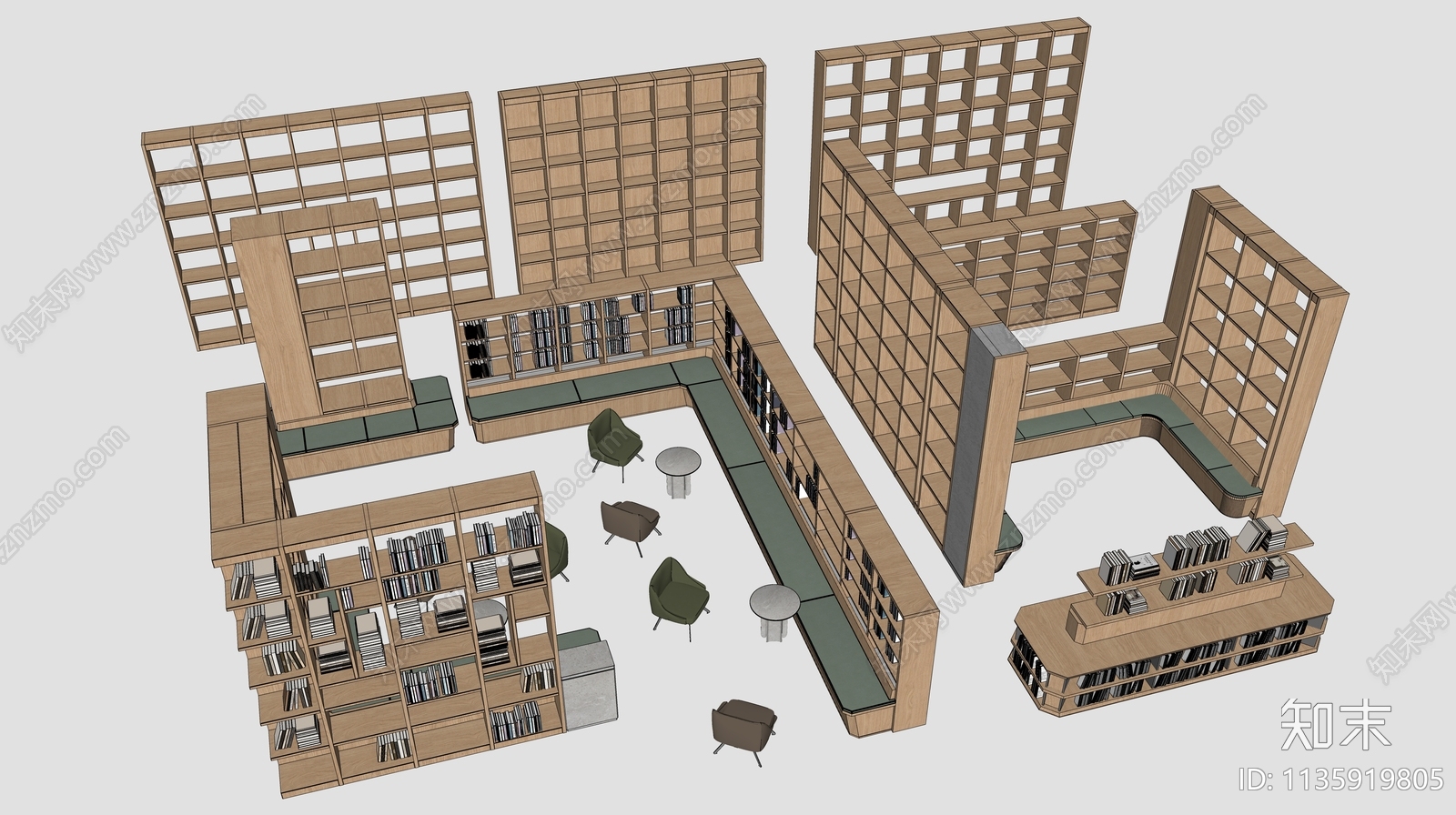 现代书架SU模型下载【ID:1135919805】