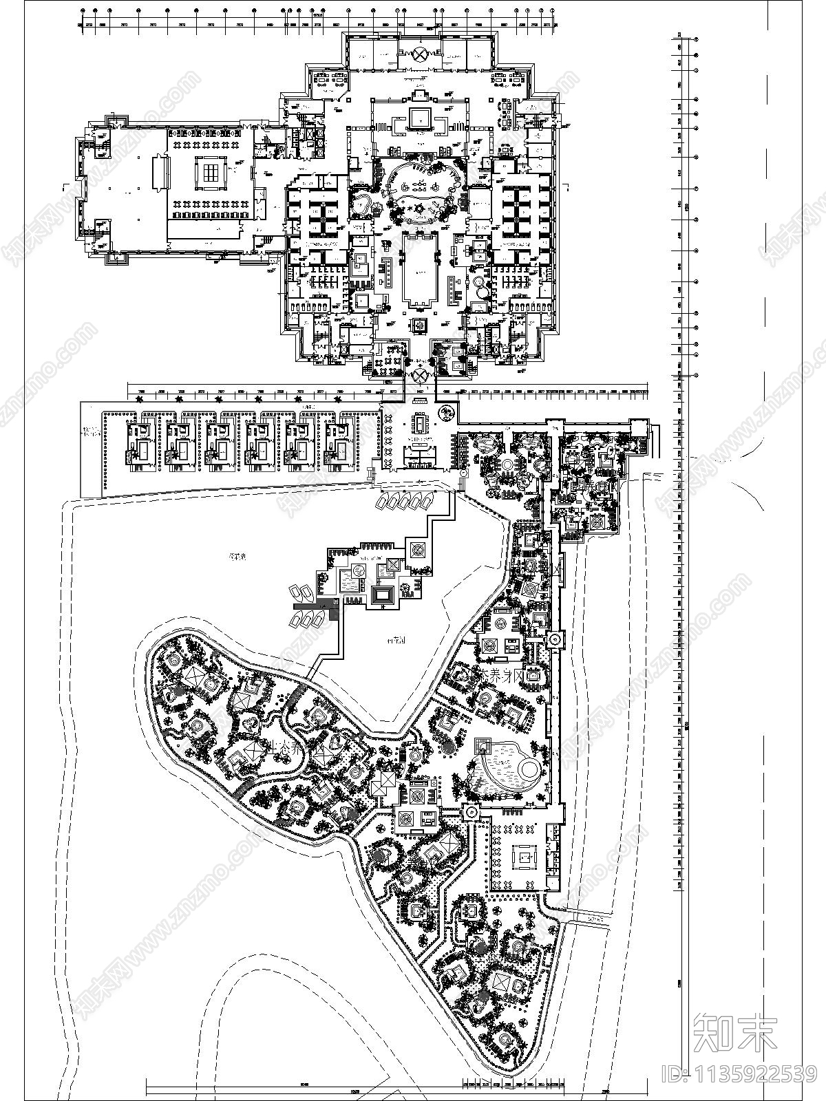 温泉国际度假酒店室外温泉平面图施工图下载【ID:1135922539】