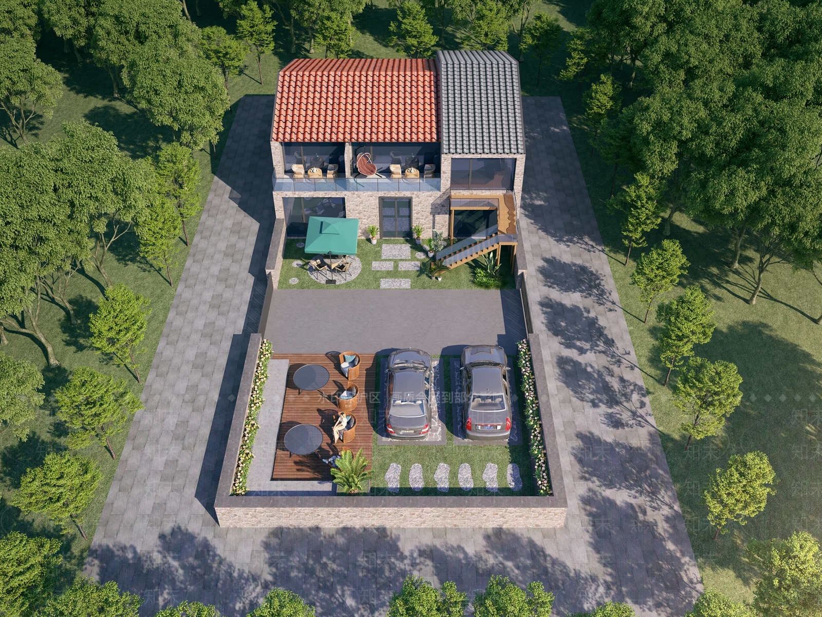 现代民宿外观3D模型下载【ID:1135923112】