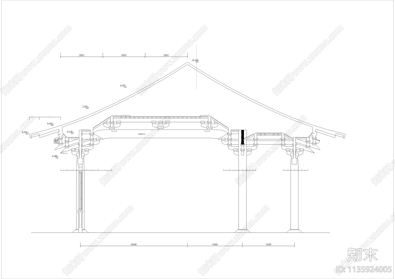 古寺庙建筑cad施工图下载【ID:1135924005】