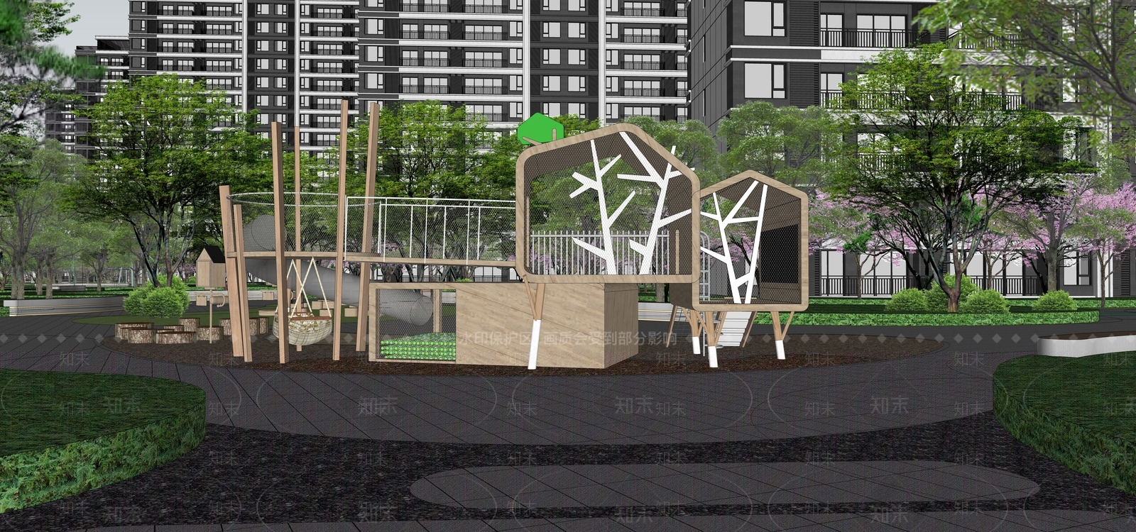 现代儿童游乐区SU模型下载【ID:1135925362】