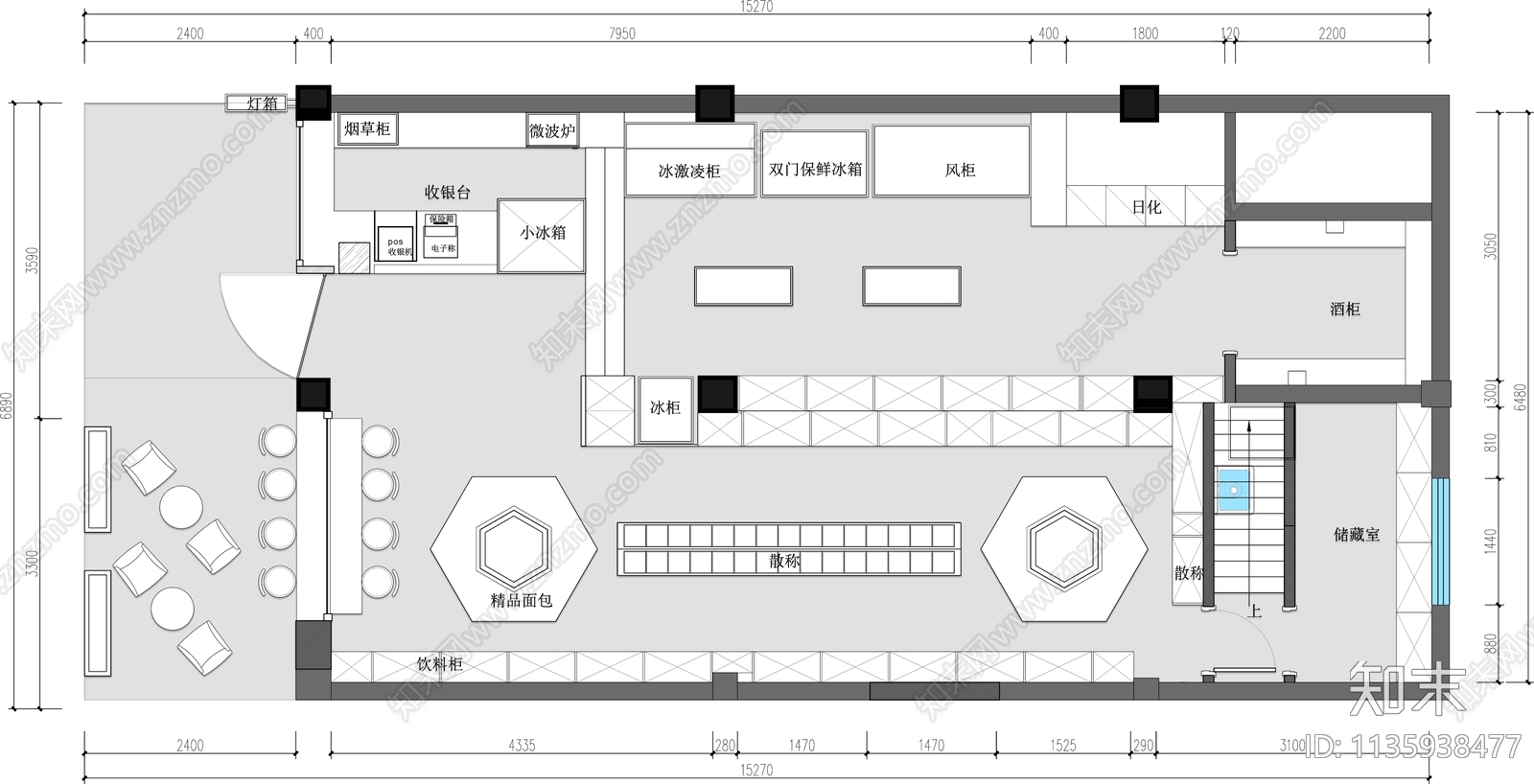 零食店平面布置图cad施工图下载【ID:1135938477】