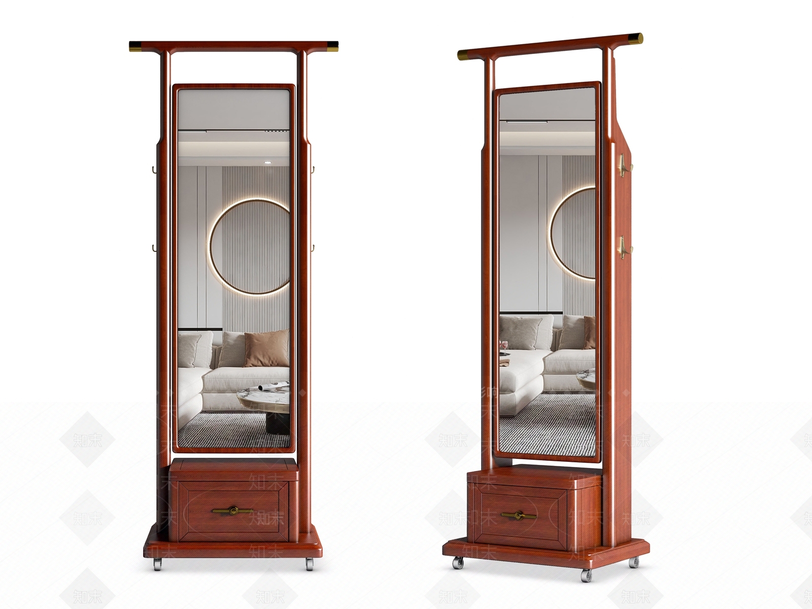 新中式实木落地衣架3D模型下载【ID:1135931277】