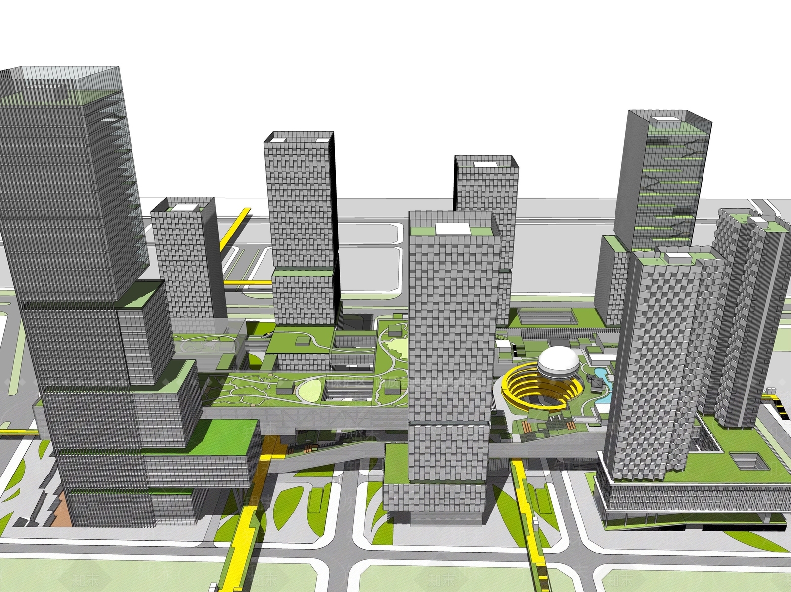 现代办公商业综合体SU模型下载【ID:1135932182】