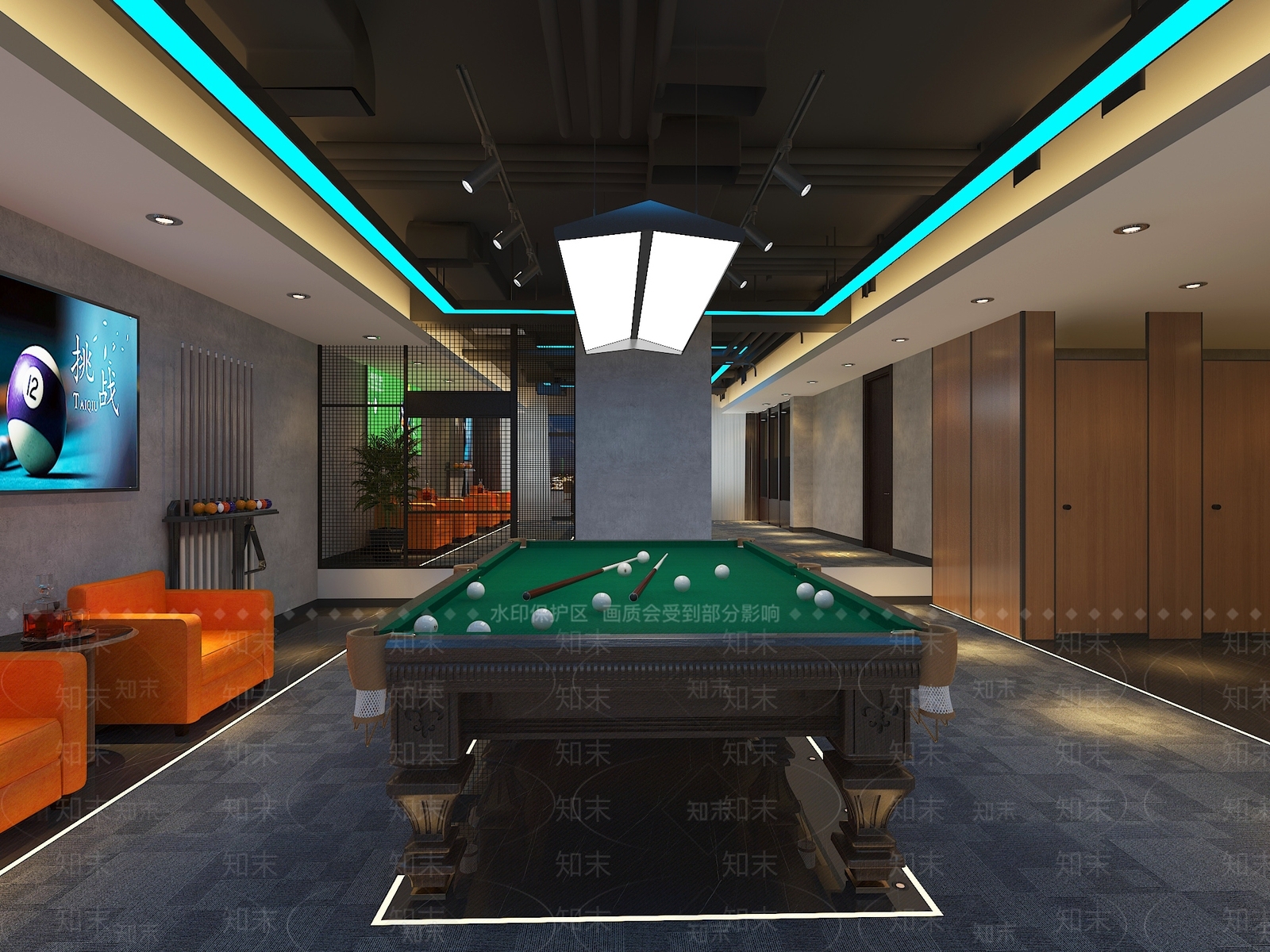 现代台球室3D模型下载【ID:1135939278】