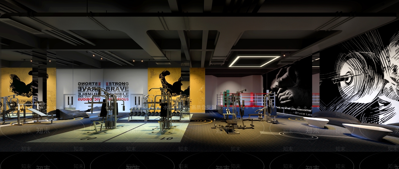 工业风健身房3D模型下载【ID:1135940495】