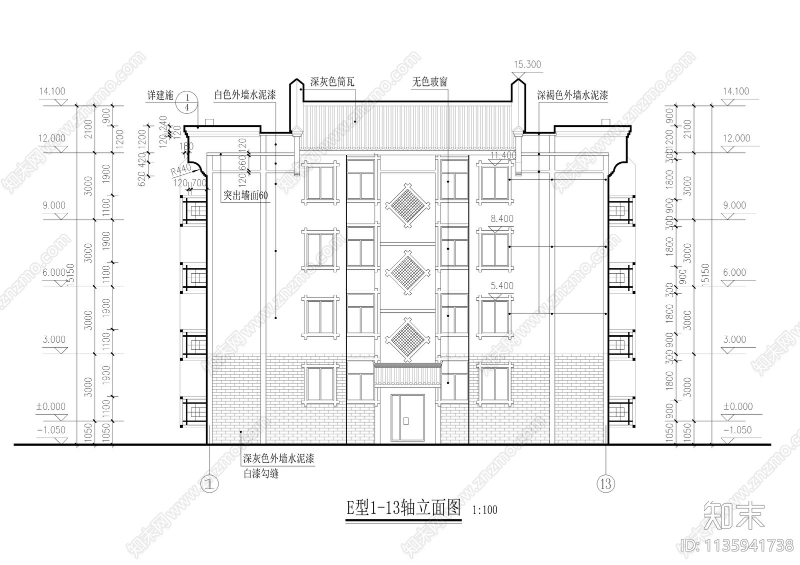三款经典中式微派建筑施工图下载【ID:1135941738】
