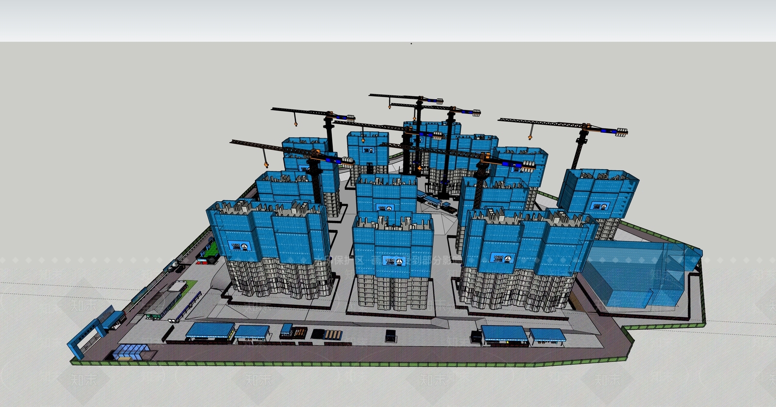 现代施工工地SU模型下载【ID:1135943821】