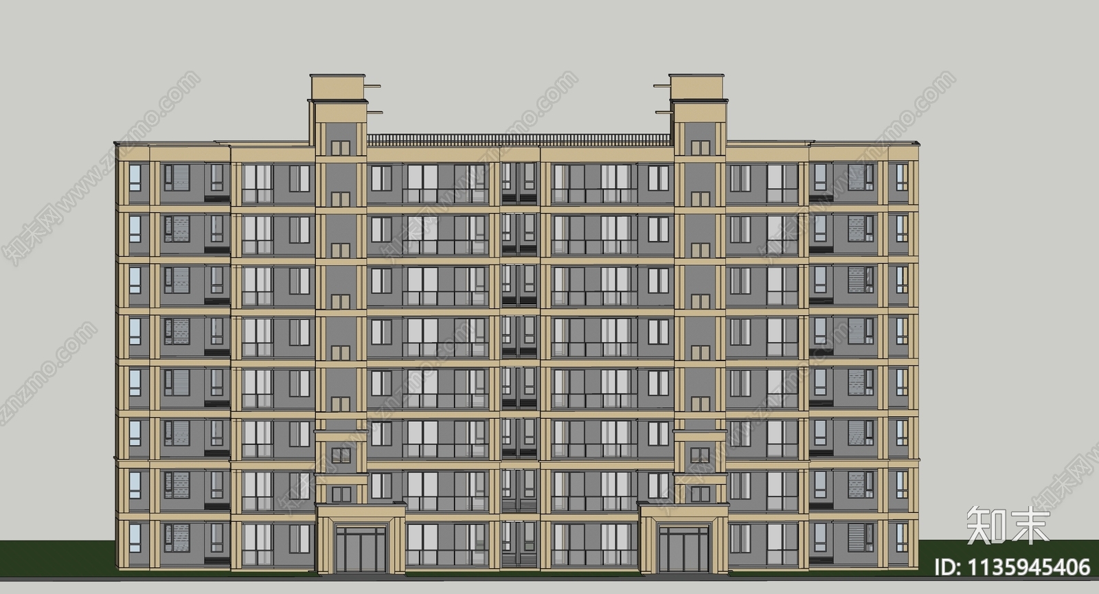 现代多层住宅SU模型下载【ID:1135945406】