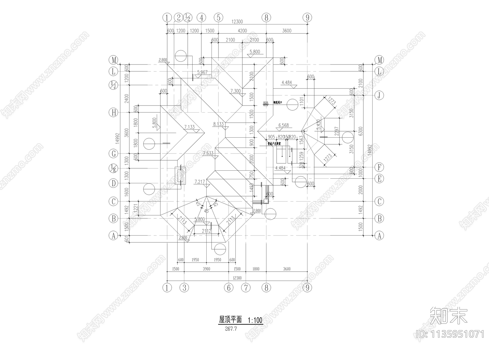 二层法式别墅建筑cad施工图下载【ID:1135951071】