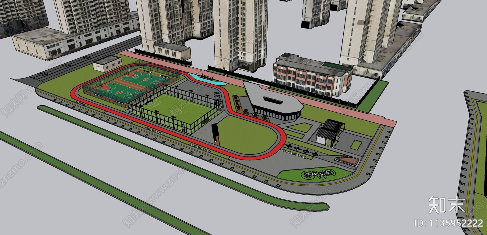 现代社区体育公园SU模型下载【ID:1135952222】
