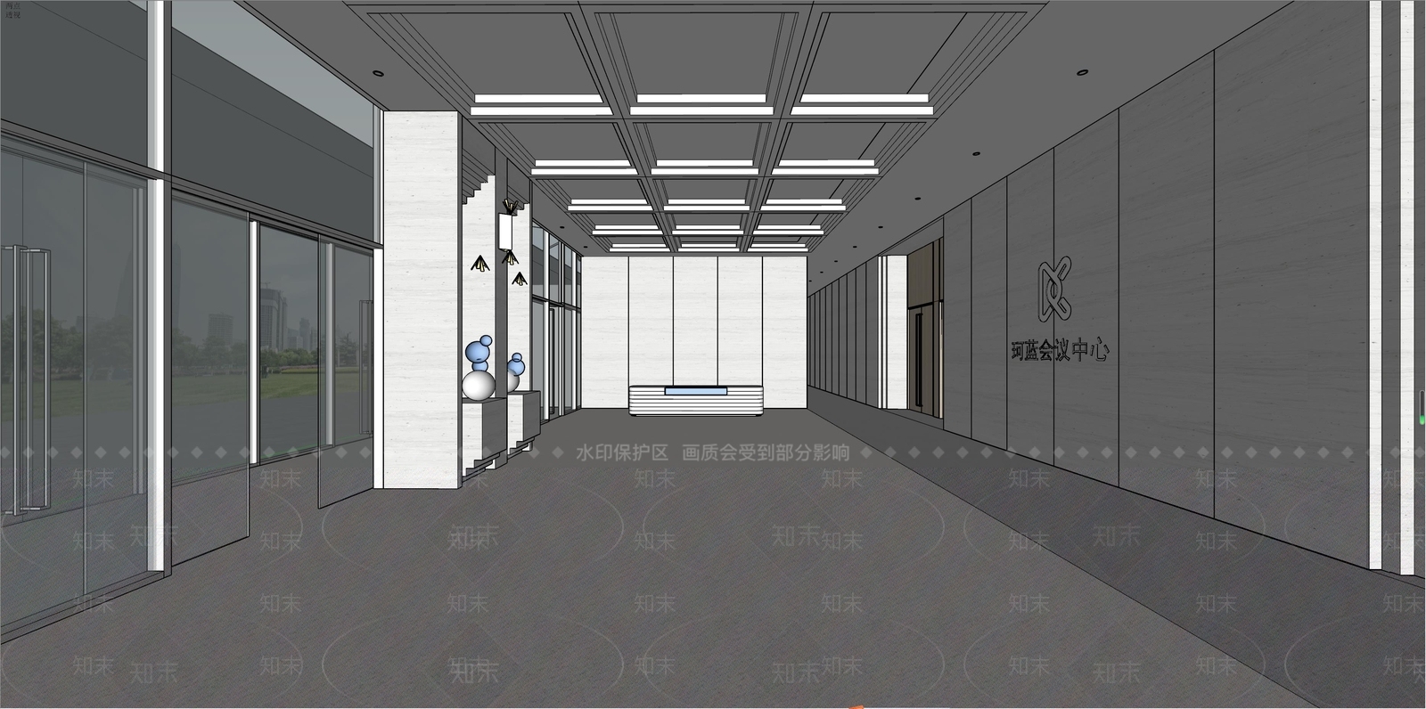 现代公司大堂SU模型下载【ID:1135953440】