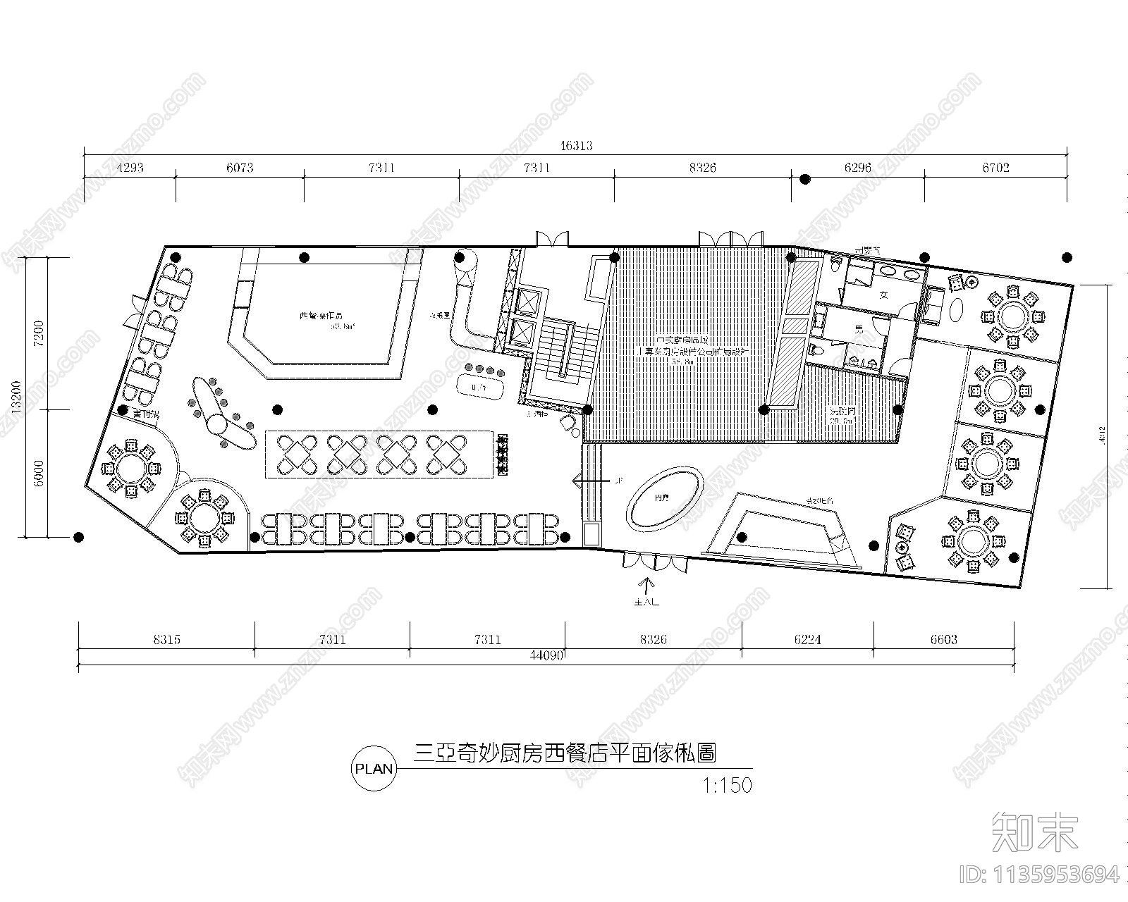 酒店室内装修cad施工图下载【ID:1135953694】