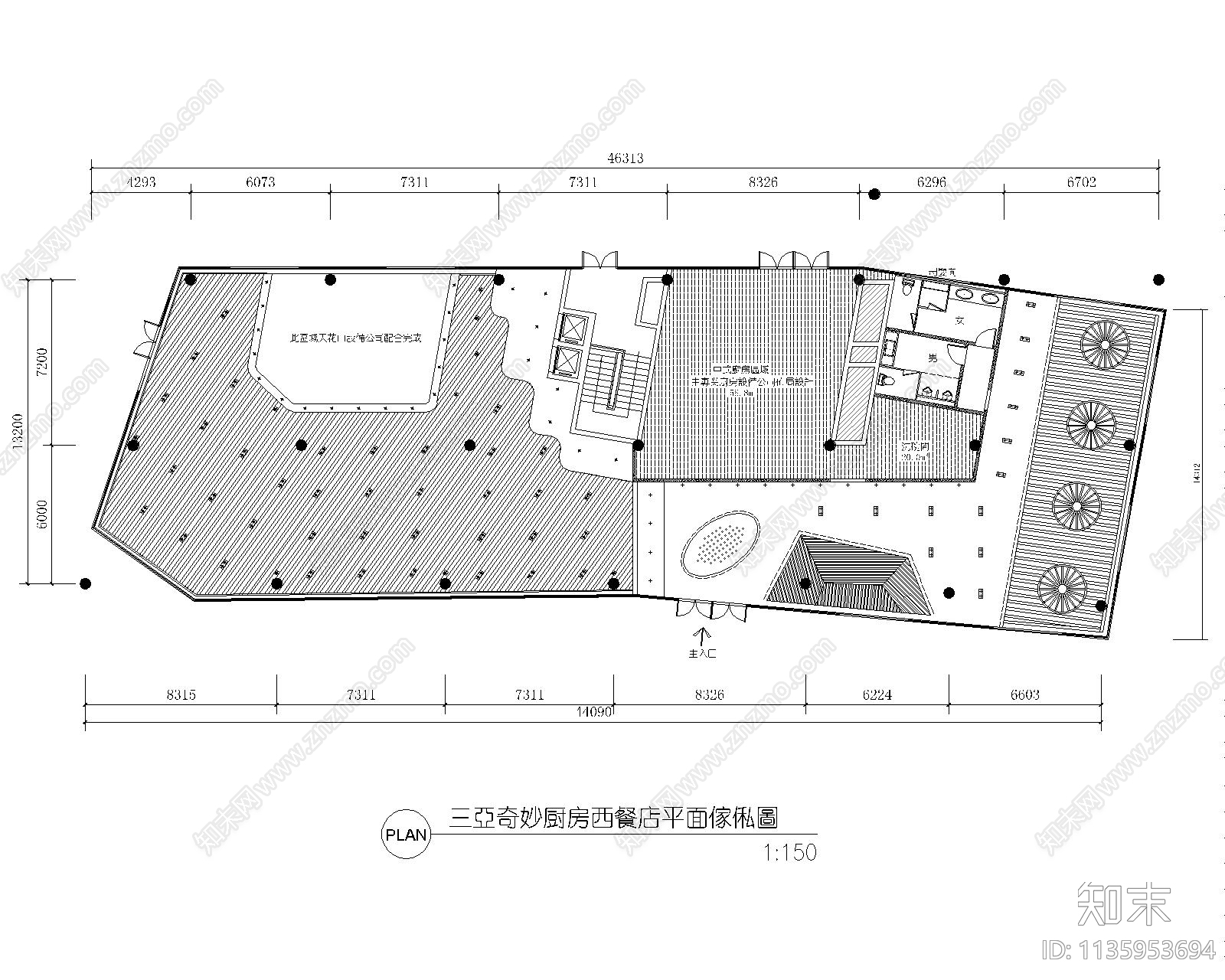 酒店室内装修cad施工图下载【ID:1135953694】