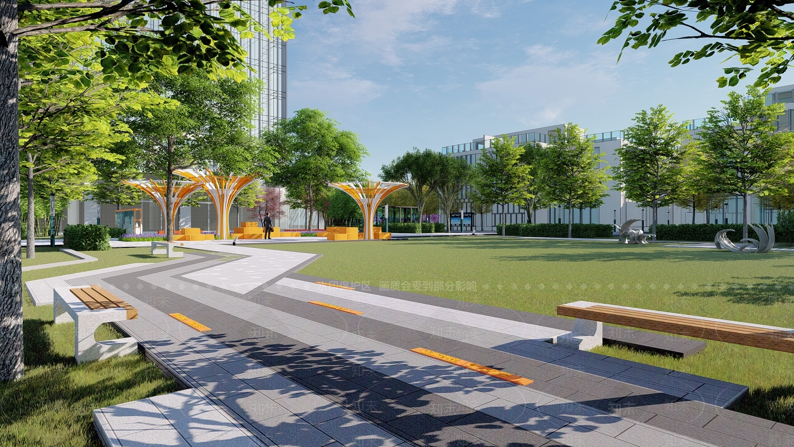 现代办公景观SU模型下载【ID:1136290310】