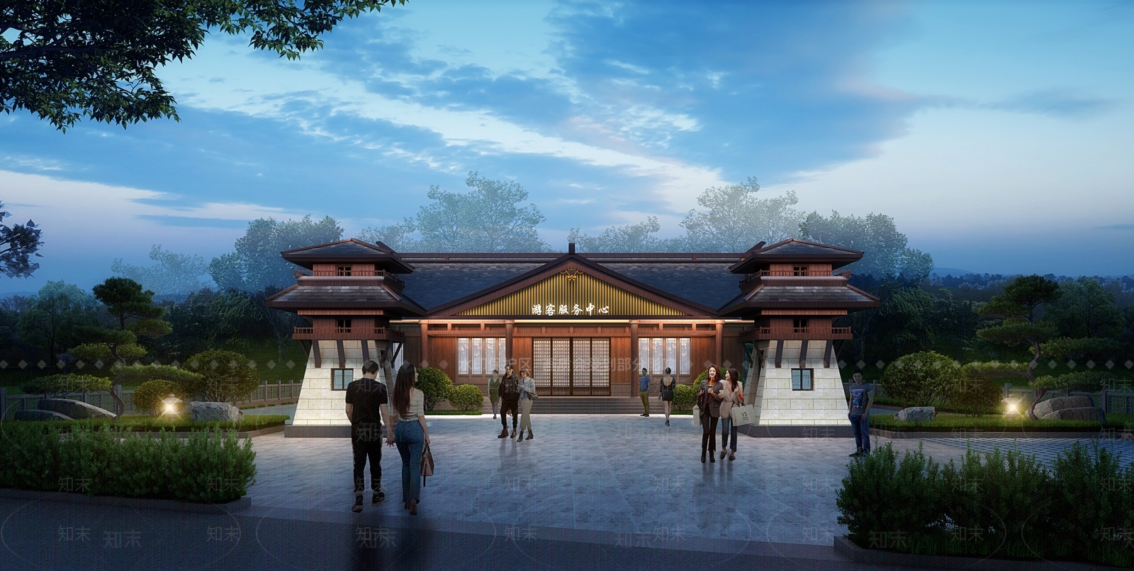 中式游客中心SU模型下载【ID:1135957946】