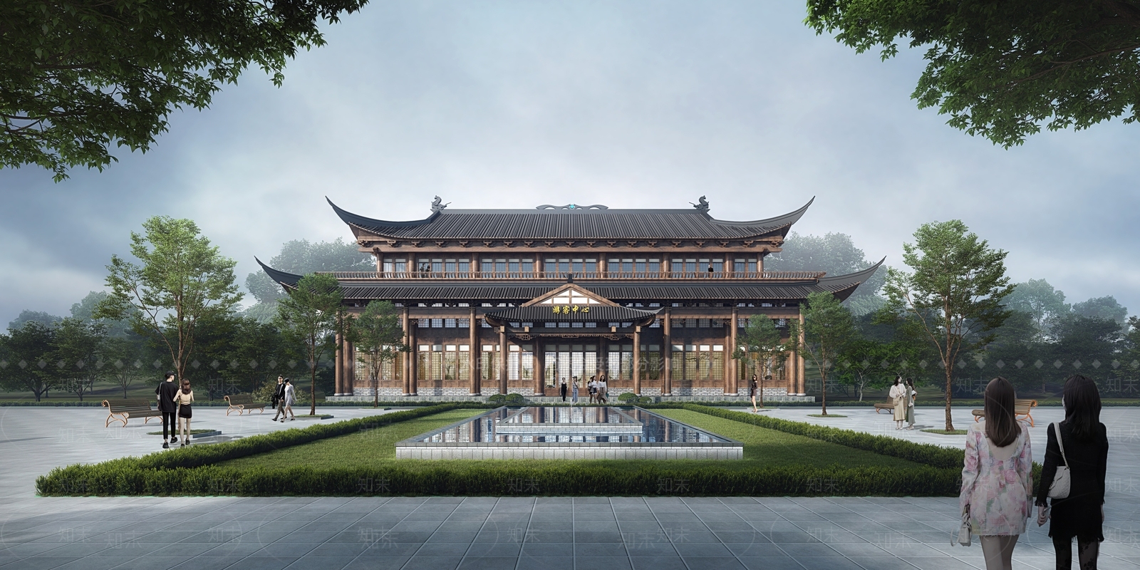 中式游客中心SU模型下载【ID:1135958071】
