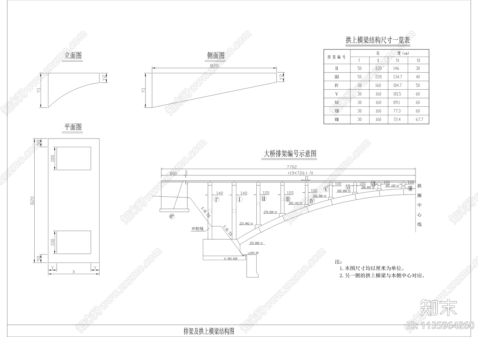 拱桥基座钢筋结构cad施工图下载【ID:1135964260】