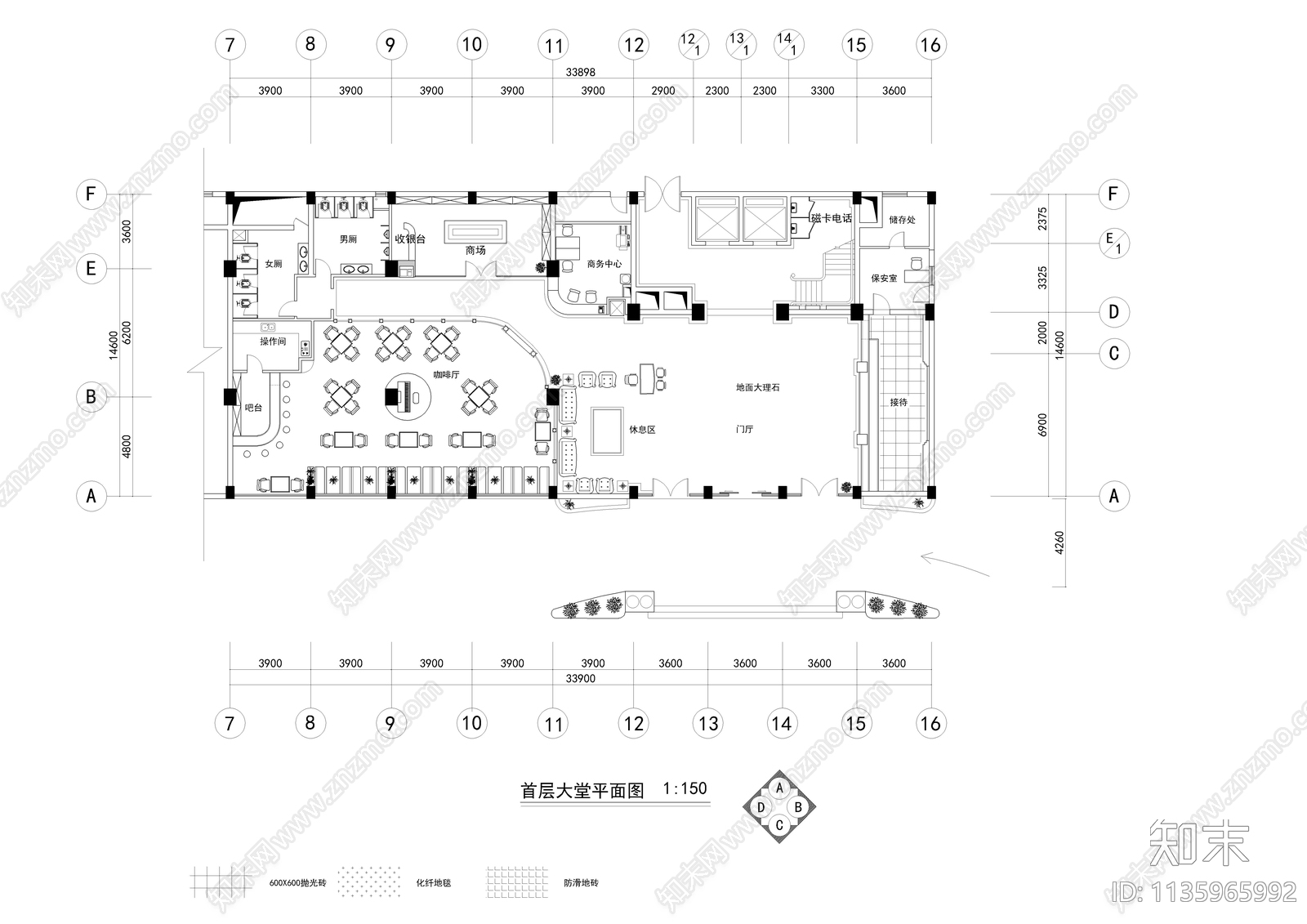 某宾馆装饰cad施工图下载【ID:1135965992】
