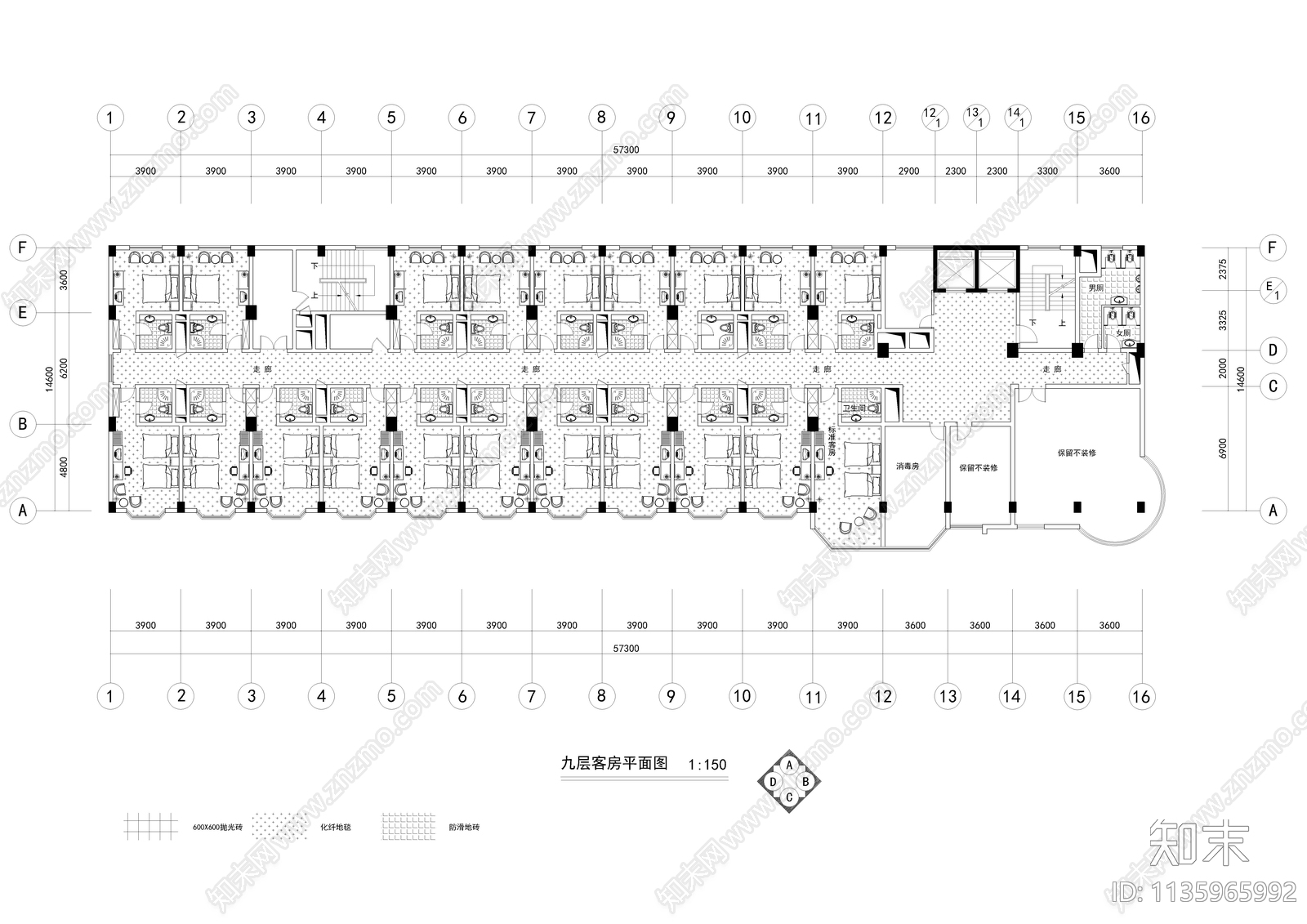 某宾馆装饰cad施工图下载【ID:1135965992】