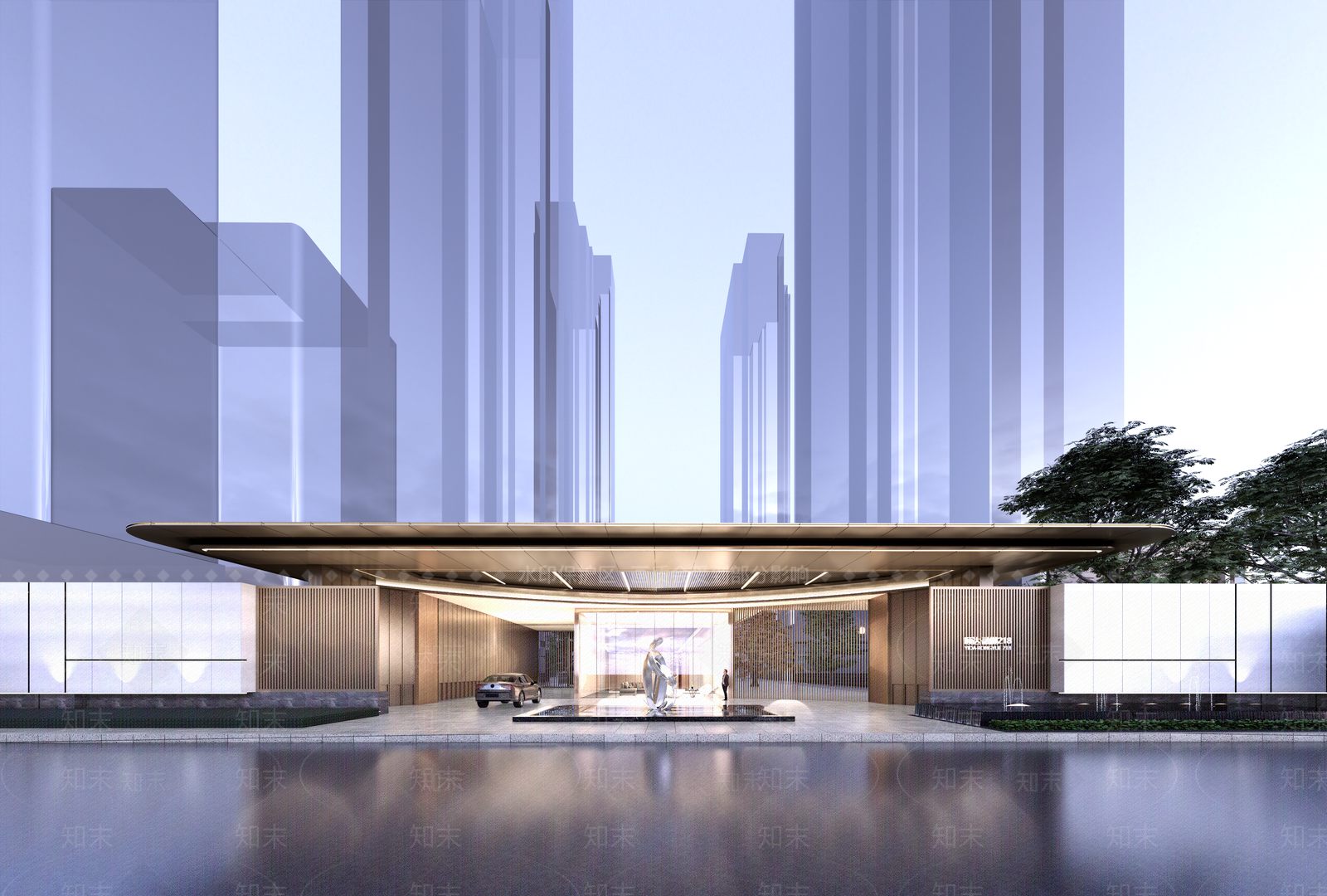 现代住宅小区入口大门SU模型下载【ID:1136109612】