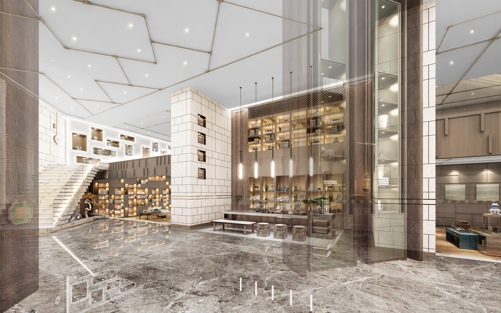 新中式家具展厅3D模型下载【ID:1135969715】