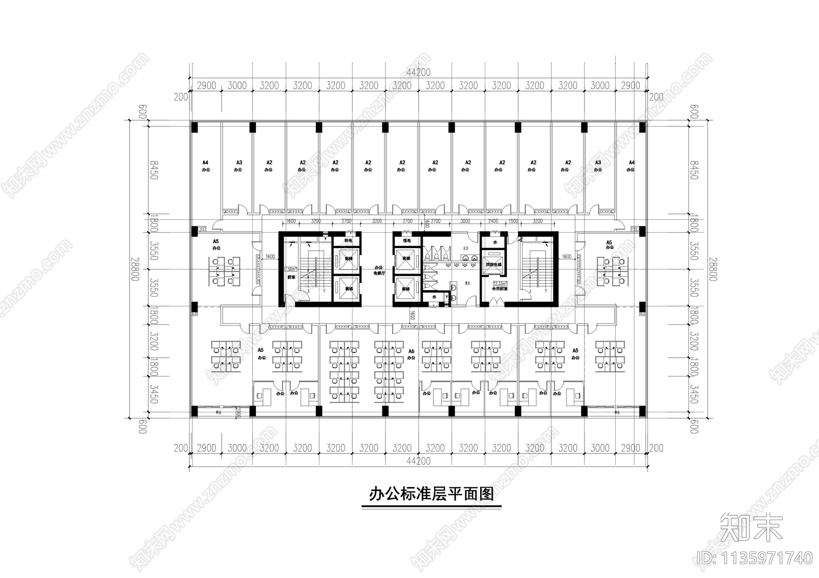 办公楼室内平面布置图施工图下载【ID:1135971740】