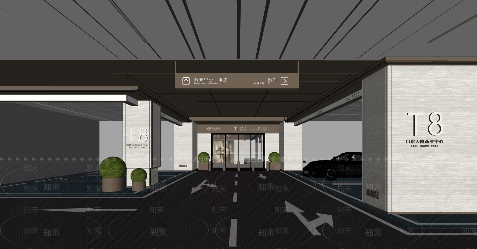 现代地下室停车场SU模型下载【ID:1135973912】